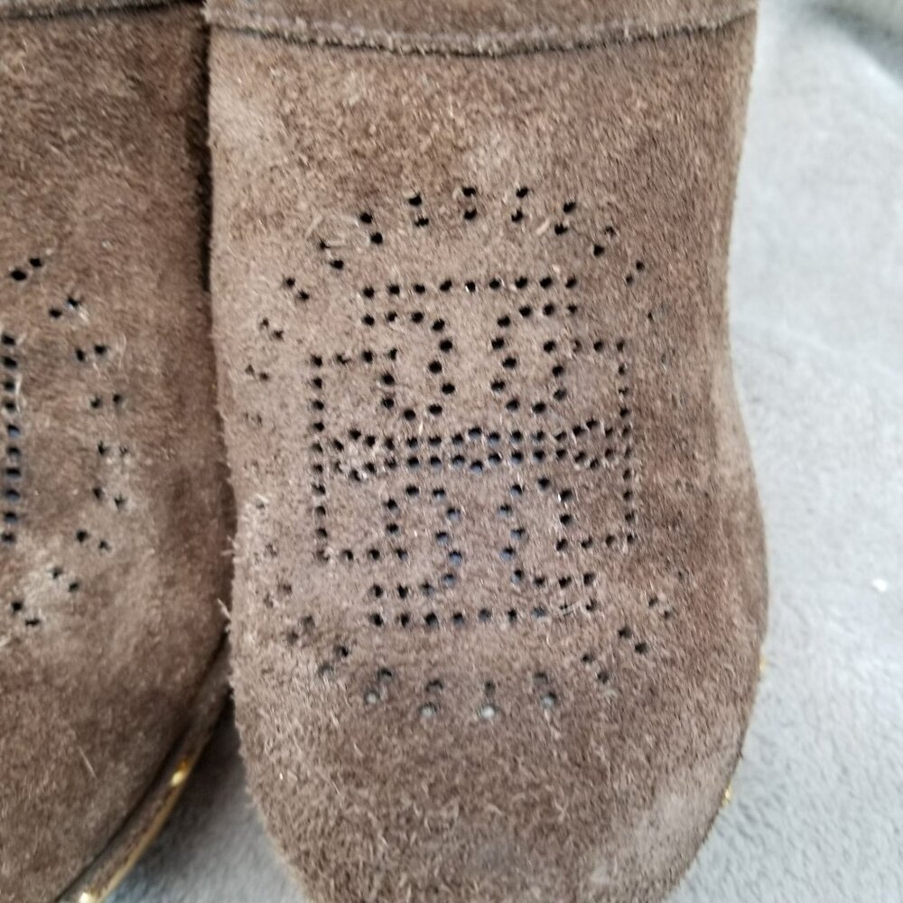 Tory Burch Shoes Womens Size 8.5 Brayden Brown Suede Wood Sole Clogs - Picture 5 of 13